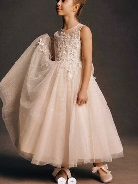 Princess Daliana Sparkle Applique Flower Girl Dress